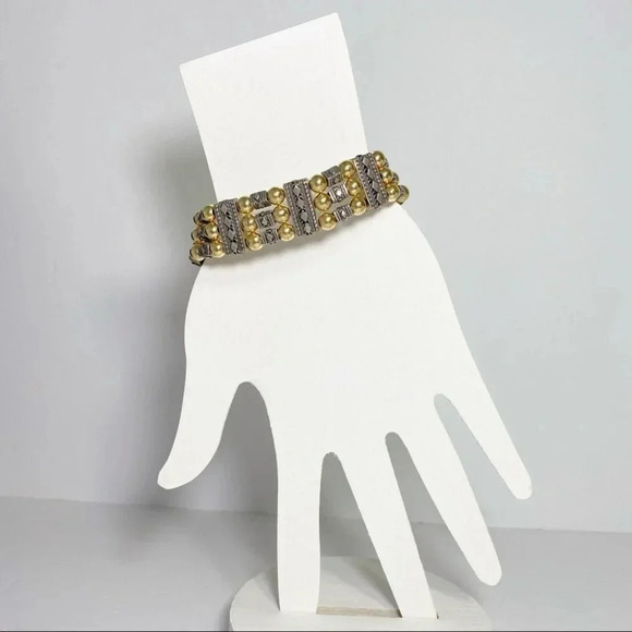 Azriel David Sterling Silver Gold Bead Accent One Of A Kind Boho Bracelet - Picture 4 of 7